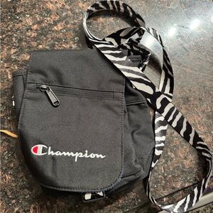 Champion Black Bag with Zebra Print Strap